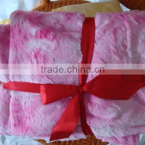 Supermarket Wholesale Bandhnu Pattern Soft PV Fleece Blanket With Silk Ribbon in 180*220cm Size thumbnail-1