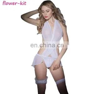 Honeymoon Seduction White Bridal Sexy Teddy Lingerie Set thumbnail-1