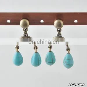 Simple Alloy Moon With Double Rhinestone Drop Earring thumbnail-3
