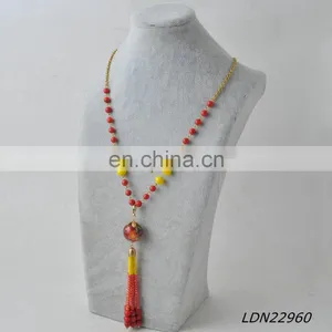 Latest Colours Ball And Beads With Antic Gold ChainNecklace thumbnail-2