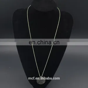 Crystal Diamond Fashion Pendant Chunky Silver Coin Necklace MCB-0045 thumbnail-3