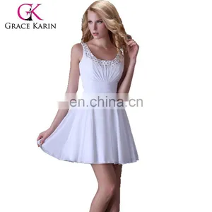 2015 Grace Karin Women's Special Occasion Bridesmaid Dress Middle Thigh Length White Formal Bridesmaid Dress CL3470 thumbnail-1