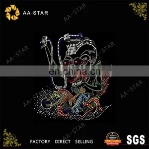 A Skull Driving a Harley Rhinestone Transfer Iron on Clothing thumbnail-1