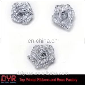 Decorative Gold Silver Metallic Ribbon Rose thumbnail-2