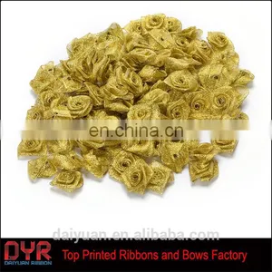 Decorative Gold Silver Metallic Ribbon Rose thumbnail-4