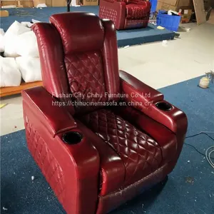 Luxury Genuine Leather Electric Recliner Home Theater Sofa thumbnail-4