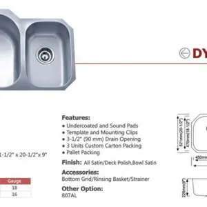 Guangdong Dongyuan Kitchenware Stainless Steel Kitchen Sinks thumbnail-2