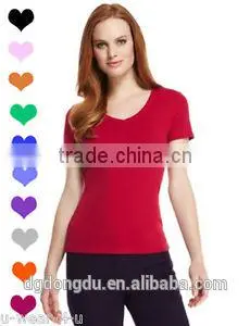 95% Rayon 5% Spandex v Neck T-shirts thumbnail-1