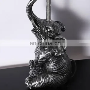 Wholesale Modern Customized Modern Hotel Desk Light Luxury Sliver Elephant Shape Resin Bedroom Bedside Table Lamp thumbnail-3