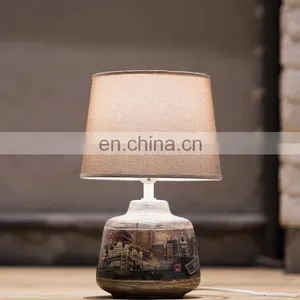 America Modern Custom Art Brown Ceramic Desk Light Cheap Vintage Custom Bedside Table Lamps With Logo thumbnail-5