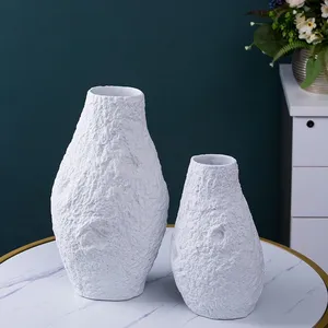 Olive Bark Grain White Modern Simple Ceramic Flower Vase Decortation For Hallway TV Bench thumbnail-2