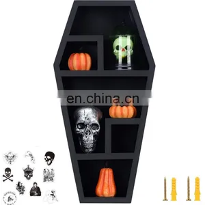 Gothic Home Decor Wooden Coffin Shelf for Display or Storage thumbnail-2