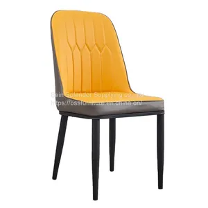 Home Furniture Side Chair With Wood Leg Armless Plastic Dining Chair With PU Leather Cushion thumbnail-4
