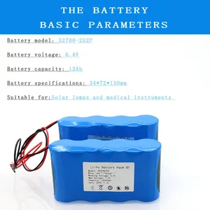 32700 Battery Pack 6.4V 12Ah Lithium Iron Phosphate 2S2P Battery Pack thumbnail-3