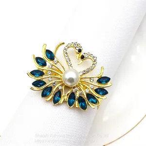 Factory Make Wedding Rhinestone Turquoise Crystal Swan Napkin Rings thumbnail-3