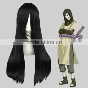 High Quality 70cm Long Straight Bleach-Kuchiki Byakuya Black Synthetic Anime Wig Cosplay Hair Wig Party Wig thumbnail-1