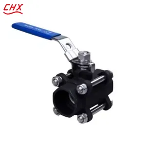 ANSI API Ball Valve Internal Thread 3-Piece Forged Carbon Steel Manual t Handle 1000WOG thumbnail-3