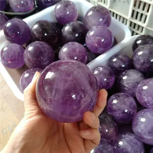 Natural Deep Purple Amethyst Crystal Sphere Ball thumbnail-3