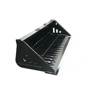 Skeleton Bucket Skid Steer Universal Quick Attach Sieve Bucket 14 Tines Rectangular Openings Gloss Black thumbnail-4