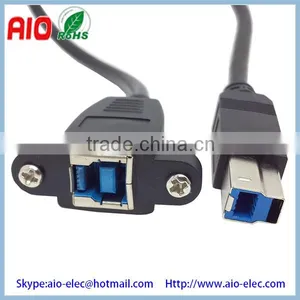 USB 3.0 B Male to Female Extension Cable With Screw Holes Can Locked the Front or Rear of Panel thumbnail-1