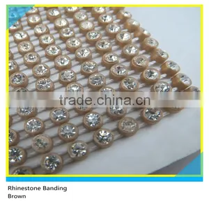 Crystal Band Sewing Plastic Ss16 4mm Crystal Coffe Banding 1x130 Pcs 10 Yards thumbnail-2