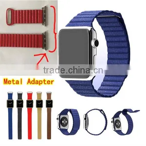 Genuine Leather Loop For Apple Watch Strap 42mm 38mm With Metal Adapter Adjustable Magnetic thumbnail-2