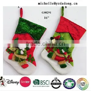 Kids Christmas Decorations Sock Animal Plush Christmas Sock /New Design Animal Shaped Plush Christmas Socks for 2015 thumbnail-2