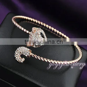 New Launched Rose Gold Cuff Women Fake Crystal Bangles thumbnail-3