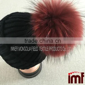 Fashion Thicken Large Fur Ball Beanie Bobble Ski Hat thumbnail-2