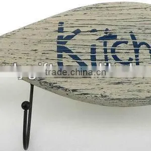 Fish-shaped Wooden Hanging Wall Hook Distressed Finishing thumbnail-1