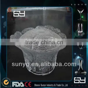 Hand-made Crystal Clear Beautiful Wide Mouth Glass Storage Jar thumbnail-1