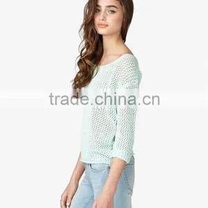 Factory Price Fashionable Open Knit Sweaters For Women thumbnail-2