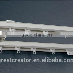 Heavy Duty Aluminum Alloy Double Curtain Pole White Double Curtain Rod Track Curtain Rods thumbnail-1