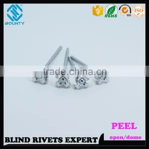 HIGH QUALITY OPEN END MANUFACTURER PROTRUDING CROWN HEAD ALU/ST POP PEEL TYPE RIVETS thumbnail-1
