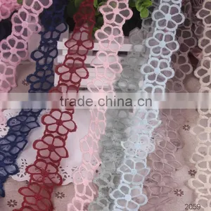 Flowers Mesh Embroidered Lace Trimming in Stock thumbnail-1