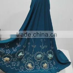 H110 Latest Muslim Hijab With Flower Rhinestone Design on Back thumbnail-1