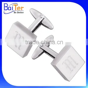 China Wholesale Custom Round Plain Flat Cufflink Engraved Stainless Steel Cufflink thumbnail-2