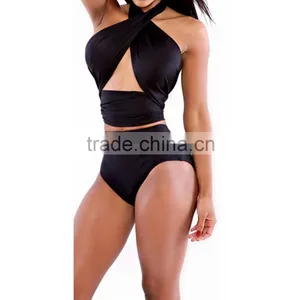 2016 A-bomb High Waist Criss Cross Vintage Bikini Set for Women for Big Busts Without Padded thumbnail-5