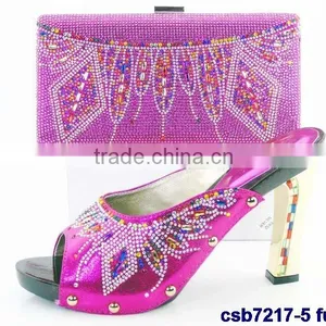 CSB7217 Top Fashion Latest Fashion Woman Italy Style High Heel Shoes and Glitter Bags thumbnail-5