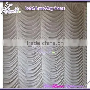 300*300cm White Factory Direct Sale European Style Wedding Backdrops Curtains With Water Wave Pleats thumbnail-2