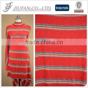 Jiufan Textile Soft Touch Multicolor Yarn Dyed Loose Stripe Fabric With Slub Knitted Dress Fabric Suppilers thumbnail-1