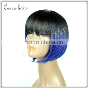1B/Blue Mixed Ombre Color 100% Futura Wig Short Bob Hairstyle Wig at Cheap Price thumbnail-4
