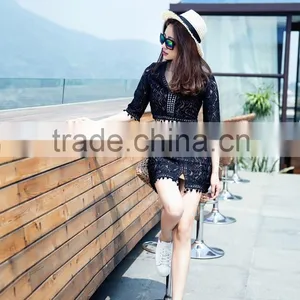 European Western Indian Fashionable Half Sleeve Lace v Neck Sexy Crop Tops Blouses Wholesale Skirts Suit Wrap Skirts thumbnail-4