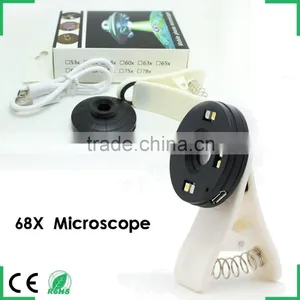 Microscope Magnification Universal Clip LED Pocket Mini Jewellery Magnifier Glass Loupe Eye Lens for IPhone Samsung thumbnail-1