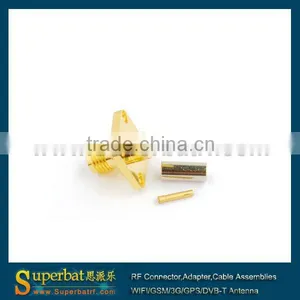 Sma Jack 4 Hole Flange Mount Crimp RG316 RG174 Sma Cable Connector thumbnail-1