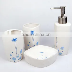 Morden Design Ceramic Decal Floral Bathroom Set thumbnail-1