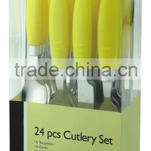 24pcs Plastic Handle Cutlery Set thumbnail-1