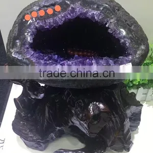 Natural Uruguay Purple Amethyst Quartz Crystal Geode Cluster thumbnail-3