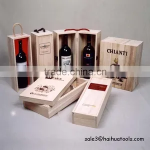 Pine WOOD Wine Box Screen-print Logo Nature Color thumbnail-1