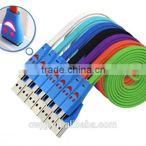 Smiling Flexible Lighting USB Electrical Cable for Iphone and Android Phones for Apple Lighting Flat Ribbon Usb Electrical Cable Quality Choice thumbnail-1